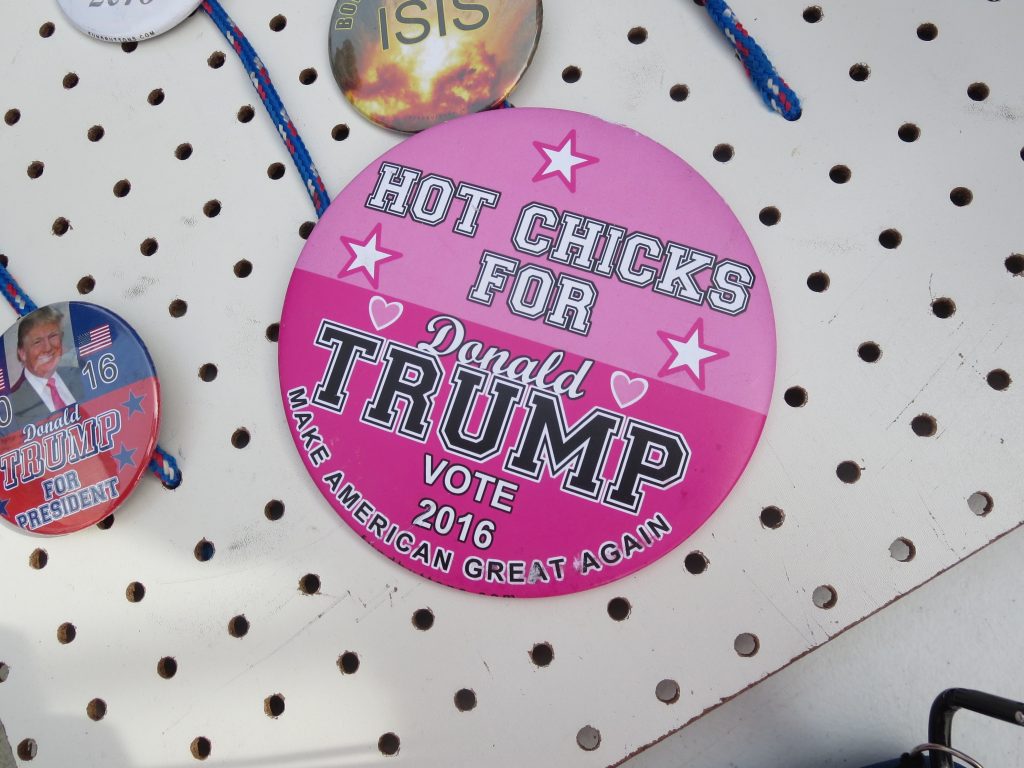 trump rally hot chicks election button